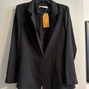 NWT Black Andree by Unit Suit Jacket Button Shoulder Pads Size Large